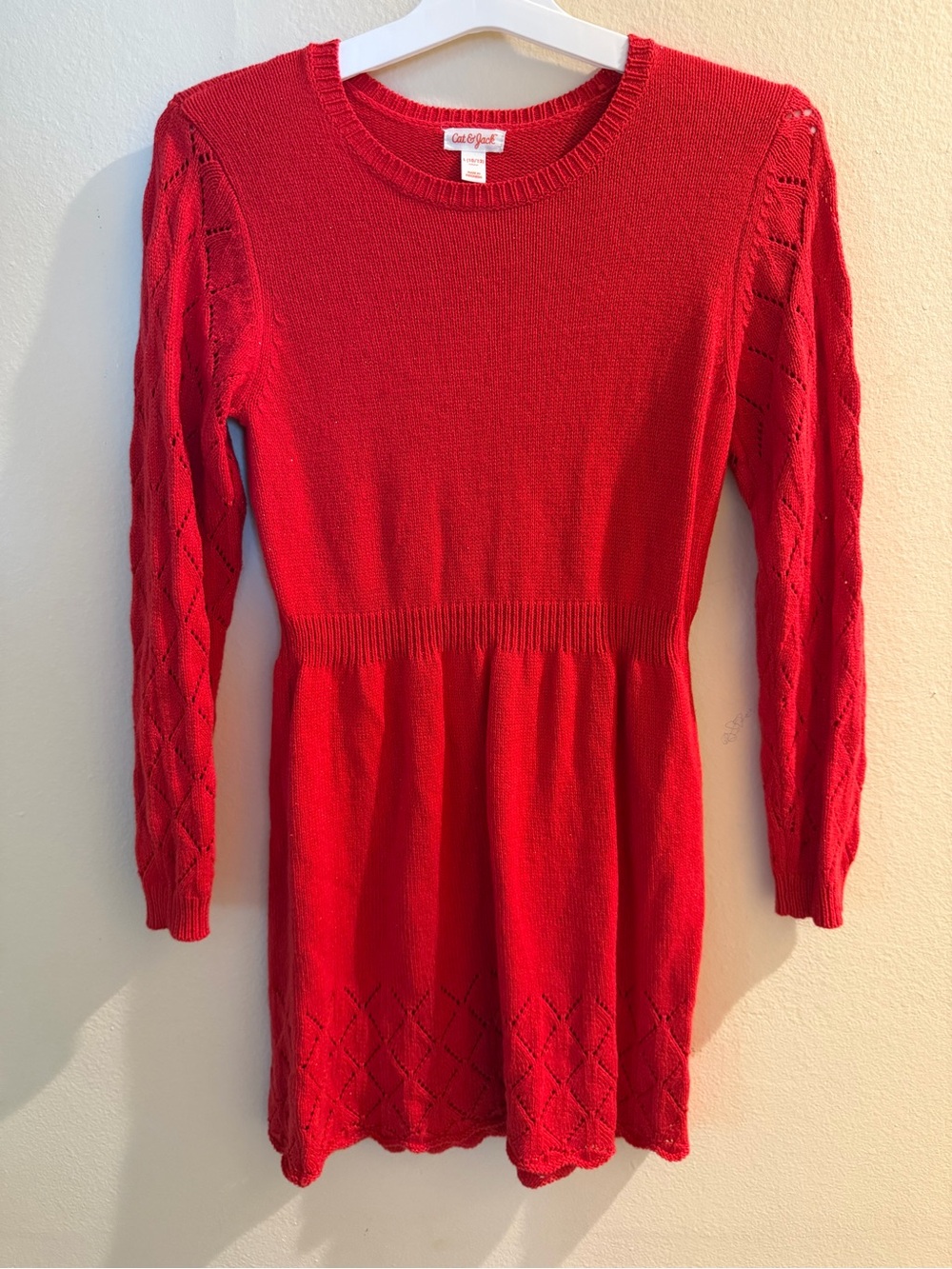 Girls Cat & Jack Red Knit Fit-and-Flare Dress Size 10/12
